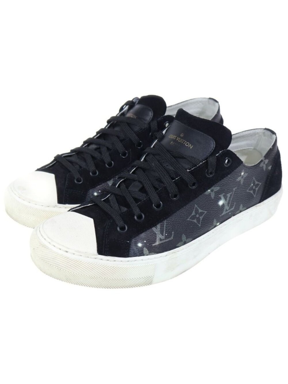 Louis Vuitton Monogram Galaxy Tattoo Line Low Cut Sneakers Black 8.5 - Picture 2 of 6